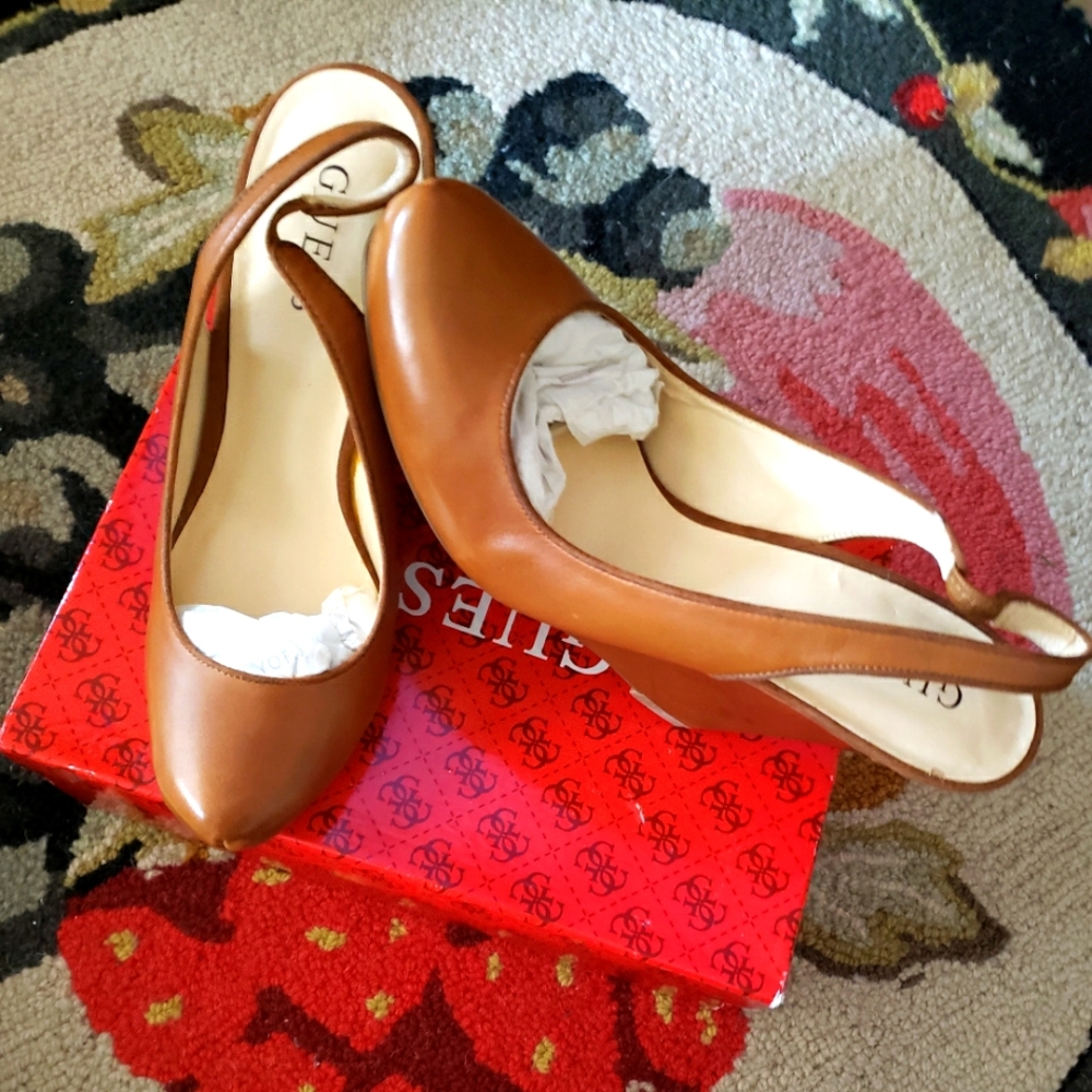 Guess Brown Leather Wedges